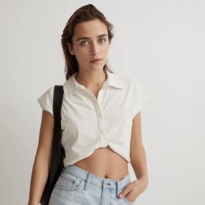 NWT Madewell MWL Polo Twist Tee Lighthouse Cream Medium